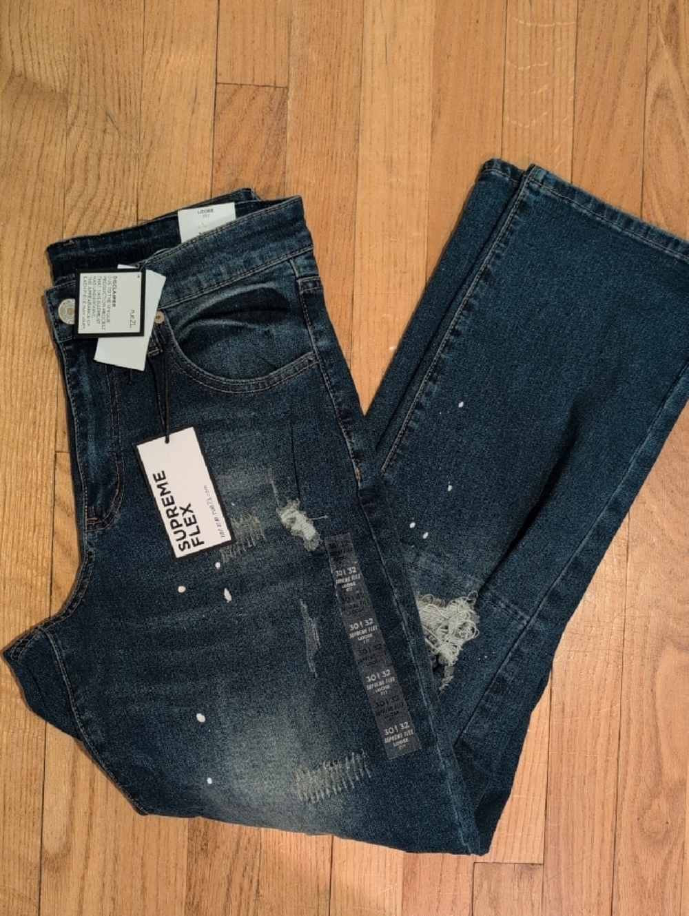NWT Distressed Paint-Splatter Dark Blue Denim Shorts